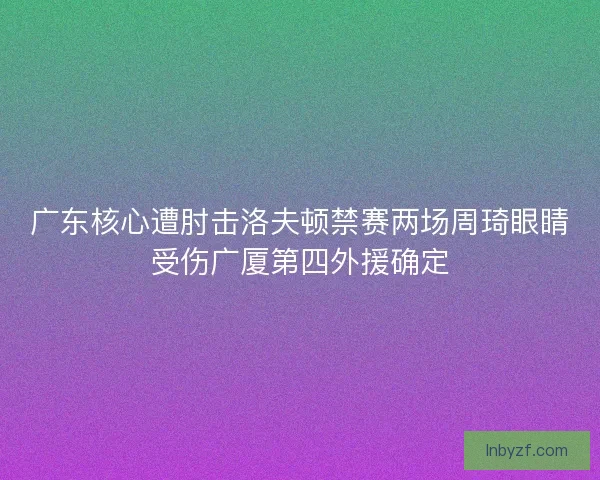 广东核心遭肘击洛夫顿禁赛两场周琦眼睛受伤广厦第四外援确定
